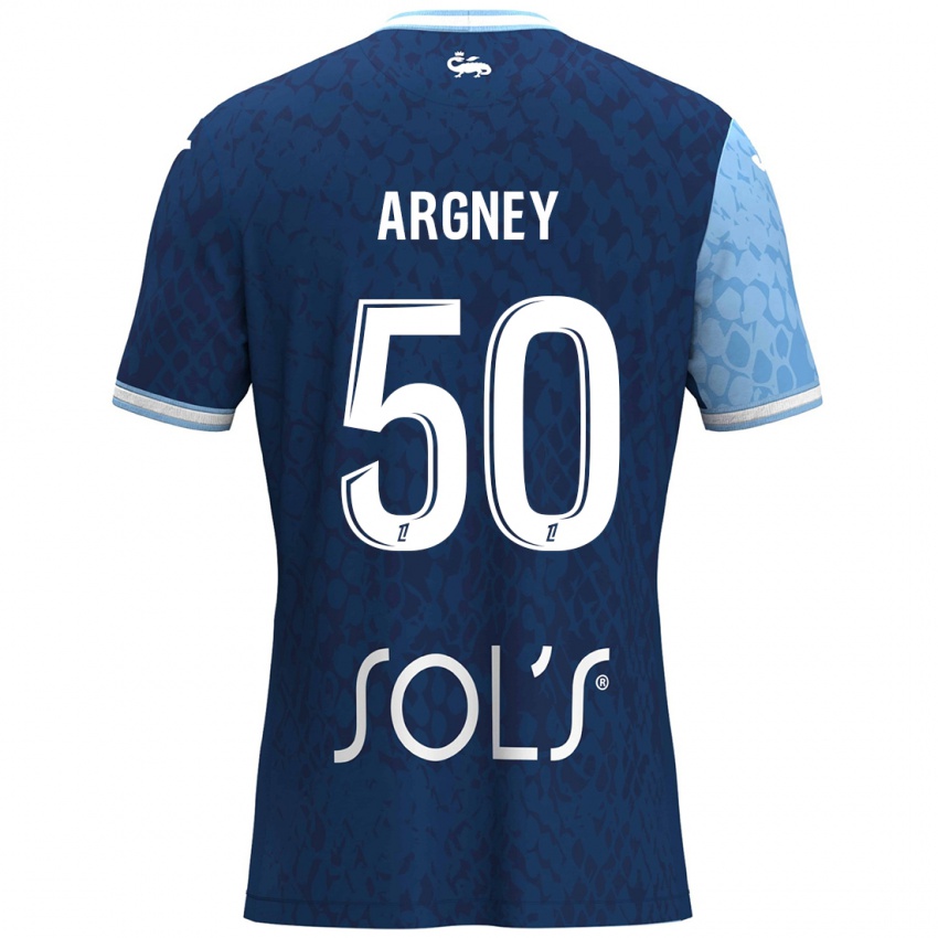 Niño Camiseta Paul Argney #50 Azul Cielo Azul Oscuro 1ª Equipación 2024/25 La Camisa Chile