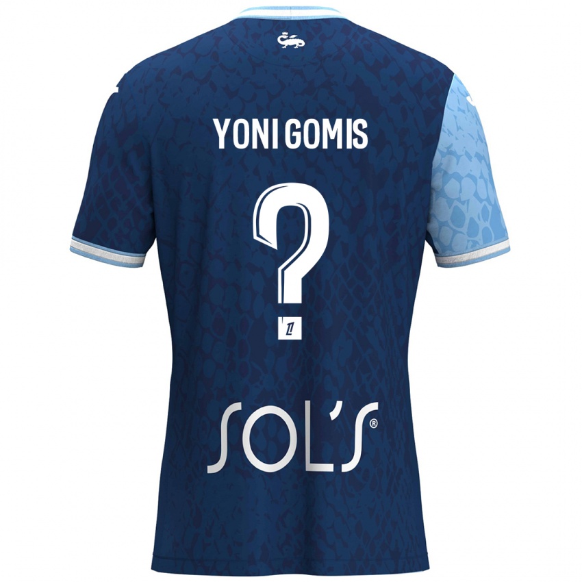 Niño Camiseta Yoni Gomis #0 Azul Cielo Azul Oscuro 1ª Equipación 2024/25 La Camisa Chile