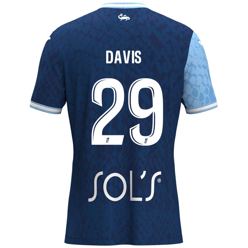 Niño Camiseta Deja Davis #29 Azul Cielo Azul Oscuro 1ª Equipación 2024/25 La Camisa Chile