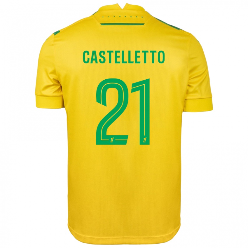 Niño Camiseta Jean-Charles Castelletto #21 Amarillo Verde 1ª Equipación 2024/25 La Camisa Chile