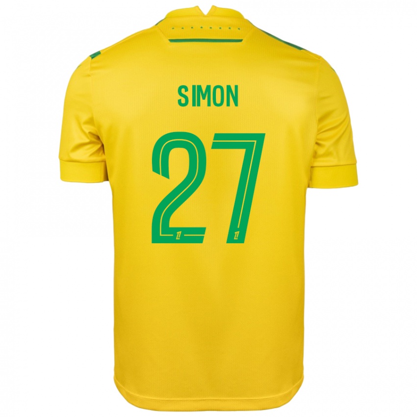 Niño Camiseta Moses Simon #27 Amarillo Verde 1ª Equipación 2024/25 La Camisa Chile