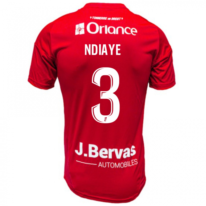 Niño Camiseta Abdoulaye Ndiaye #3 Rojo Blanco 1ª Equipación 2024/25 La Camisa Chile