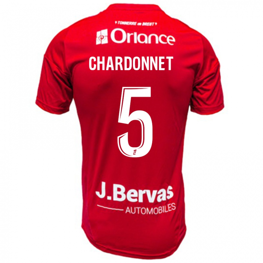 Niño Camiseta Brendan Chardonnet #5 Rojo Blanco 1ª Equipación 2024/25 La Camisa Chile