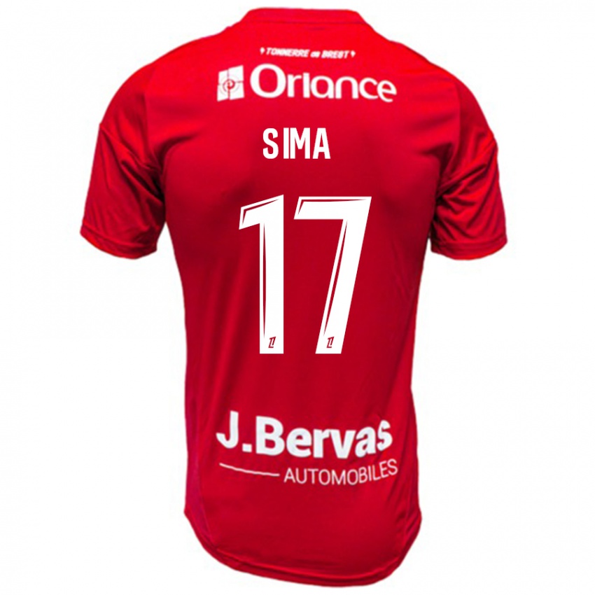 Niño Camiseta Abdallah Sima #17 Rojo Blanco 1ª Equipación 2024/25 La Camisa Chile