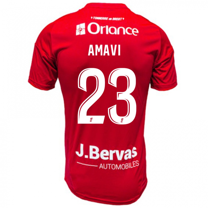 Niño Camiseta Jordan Amavi #23 Rojo Blanco 1ª Equipación 2024/25 La Camisa Chile