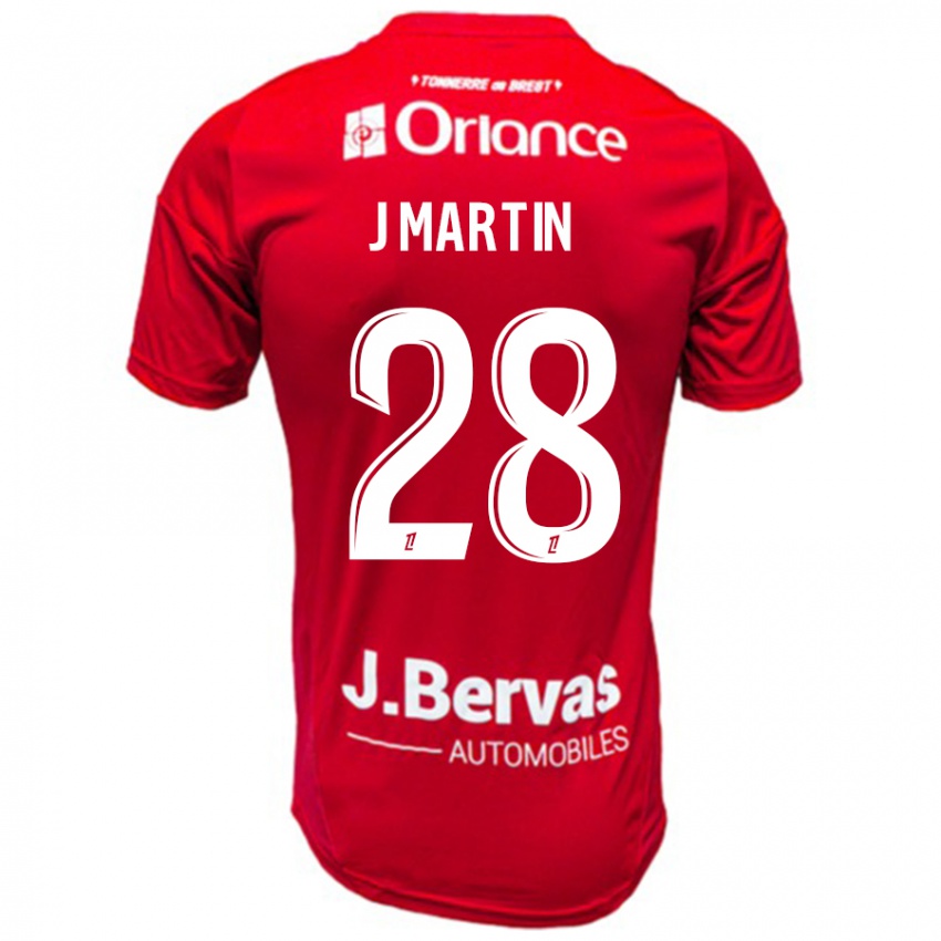 Niño Camiseta Jonas Martin #28 Rojo Blanco 1ª Equipación 2024/25 La Camisa Chile