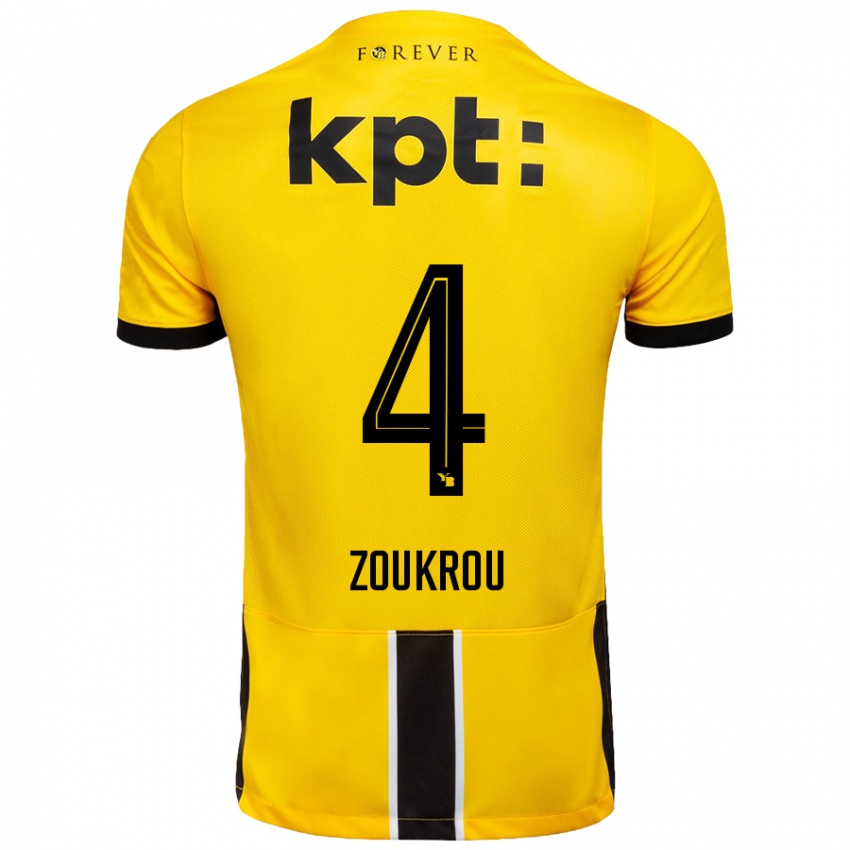 Niño Camiseta Tanguy Zoukrou #4 Amarillo Negro 1ª Equipación 2024/25 La Camisa Chile