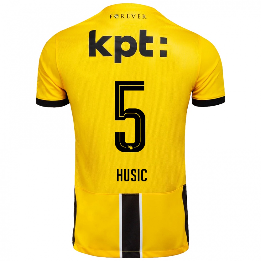 Niño Camiseta Anel Husic #5 Amarillo Negro 1ª Equipación 2024/25 La Camisa Chile