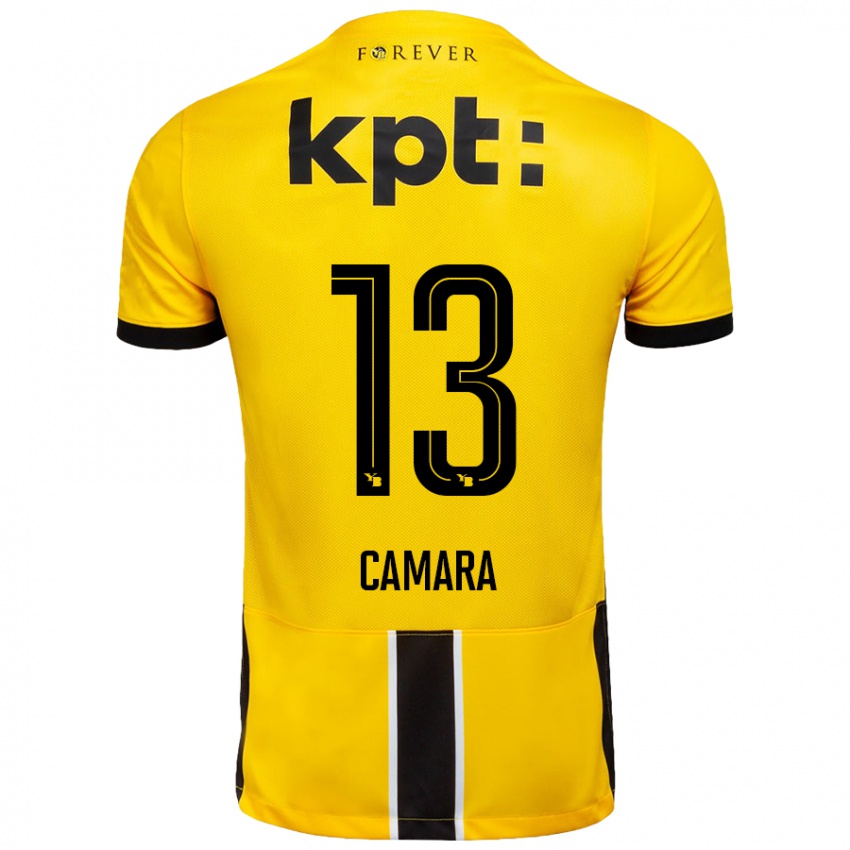 Niño Camiseta Mohamed Camara #13 Amarillo Negro 1ª Equipación 2024/25 La Camisa Chile