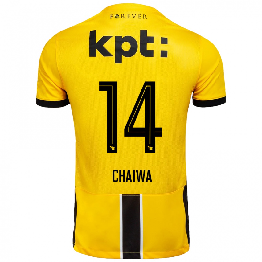 Niño Camiseta Miguel Chaiwa #14 Amarillo Negro 1ª Equipación 2024/25 La Camisa Chile