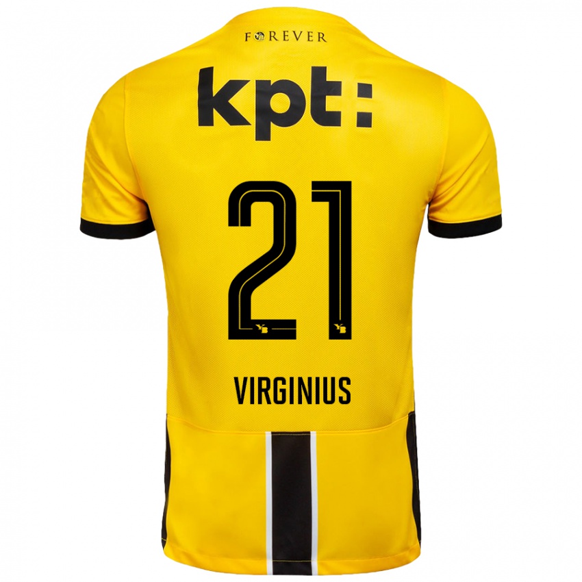 Niño Camiseta Alan Virginius #21 Amarillo Negro 1ª Equipación 2024/25 La Camisa Chile