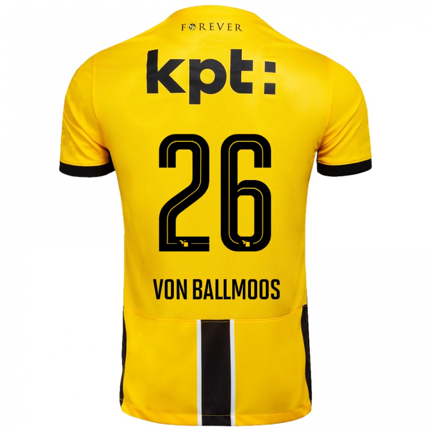 Niño Camiseta David Von Ballmoos #26 Amarillo Negro 1ª Equipación 2024/25 La Camisa Chile