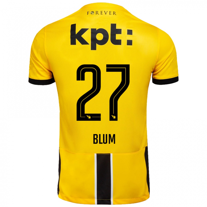 Niño Camiseta Lewin Blum #27 Amarillo Negro 1ª Equipación 2024/25 La Camisa Chile