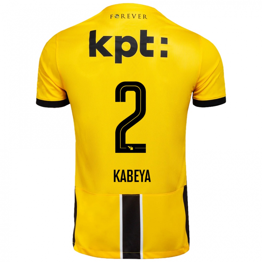 Niño Camiseta Benjamin Kabeya #2 Amarillo Negro 1ª Equipación 2024/25 La Camisa Chile