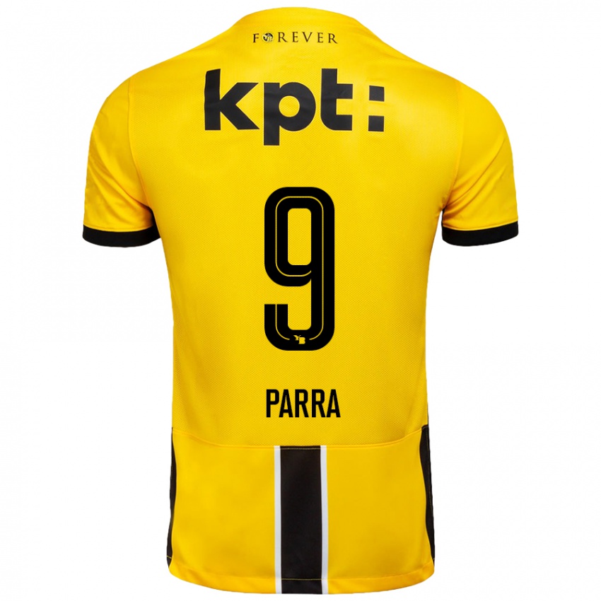 Niño Camiseta Hugo Parra #9 Amarillo Negro 1ª Equipación 2024/25 La Camisa Chile