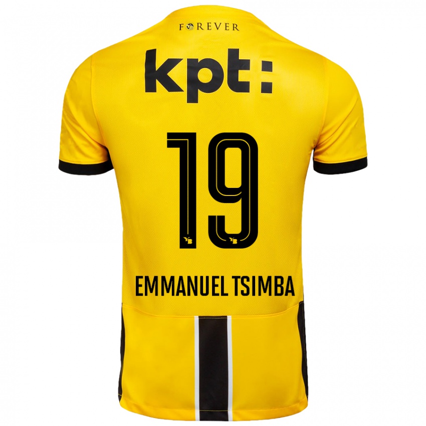 Niño Camiseta Felix Emmanuel Tsimba #19 Amarillo Negro 1ª Equipación 2024/25 La Camisa Chile