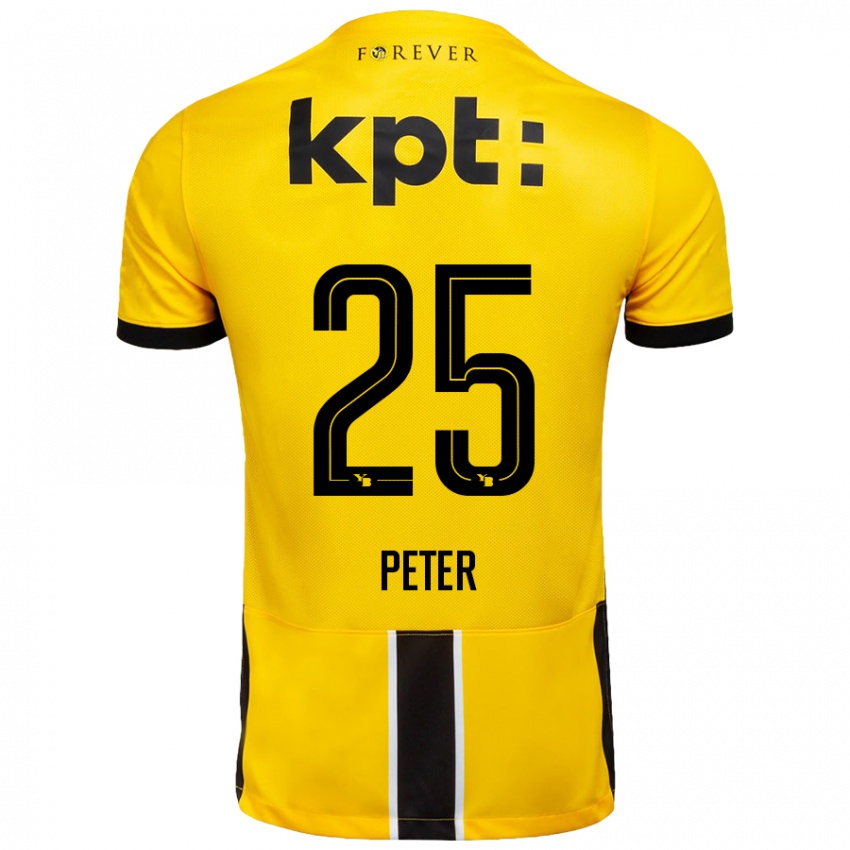 Niño Camiseta Luc Peter #25 Amarillo Negro 1ª Equipación 2024/25 La Camisa Chile