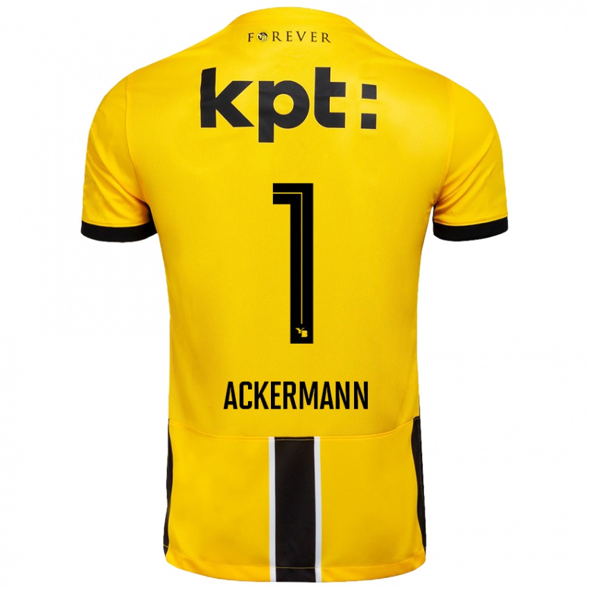 Niño Camiseta Jara Ackermann #1 Amarillo Negro 1ª Equipación 2024/25 La Camisa Chile