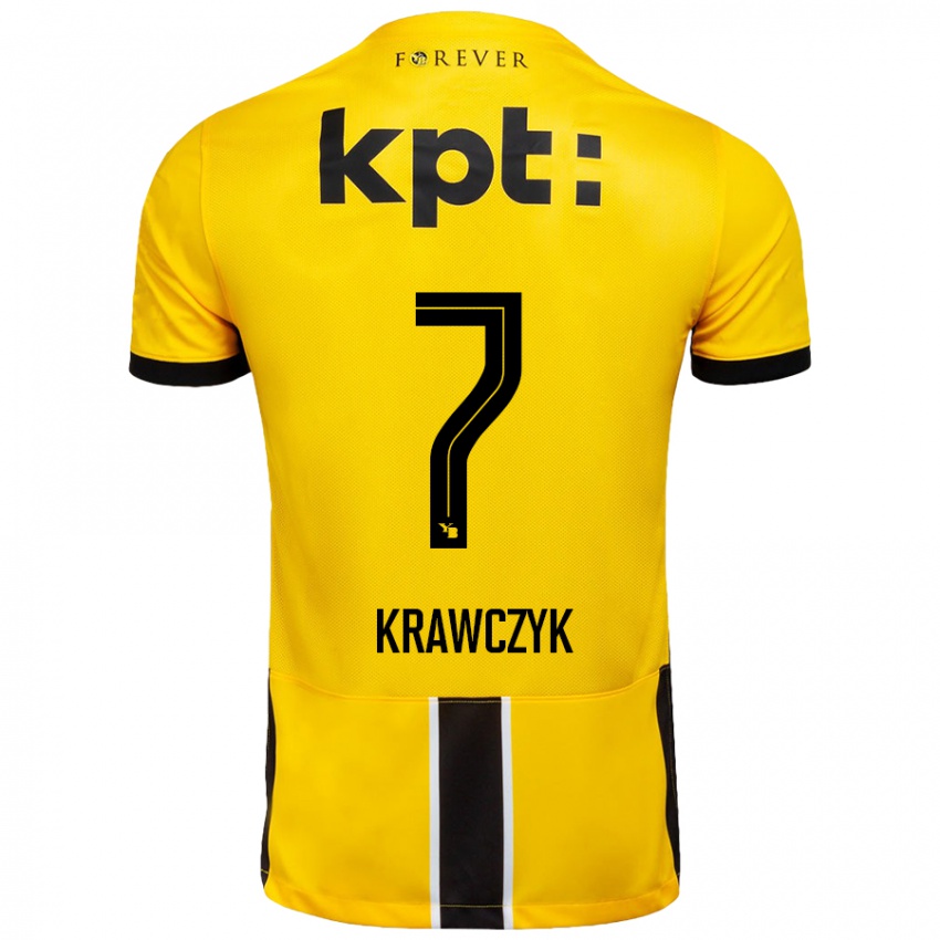 Niño Camiseta Caroline Krawczyk #7 Amarillo Negro 1ª Equipación 2024/25 La Camisa Chile