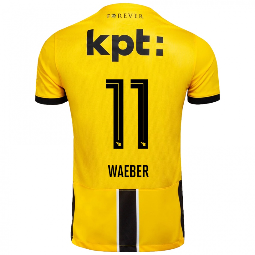 Niño Camiseta Stéphanie Waeber #11 Amarillo Negro 1ª Equipación 2024/25 La Camisa Chile