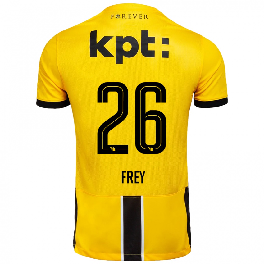 Niño Camiseta Laura Frey #26 Amarillo Negro 1ª Equipación 2024/25 La Camisa Chile