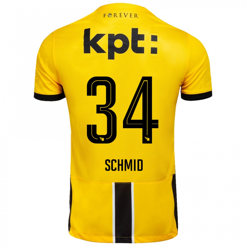 Niño Camiseta Céline Schmid #34 Amarillo Negro 1ª Equipación 2024/25 La Camisa Chile