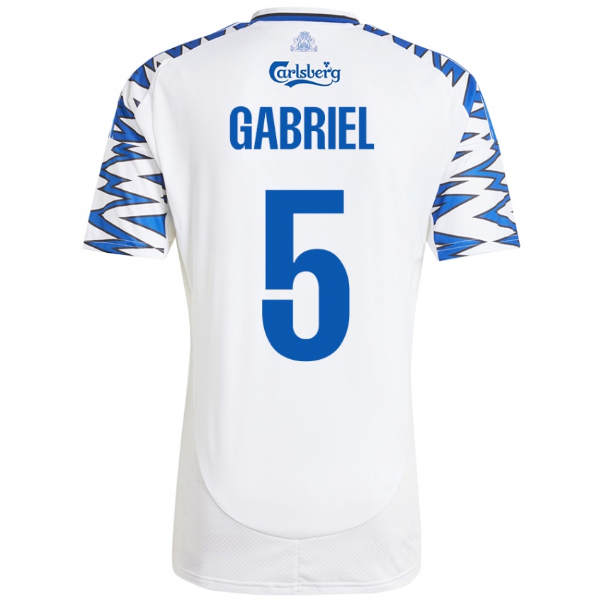 Niño Camiseta Gabriel Pereira #5 Blanco Azul Cielo 1ª Equipación 2024/25 La Camisa Chile