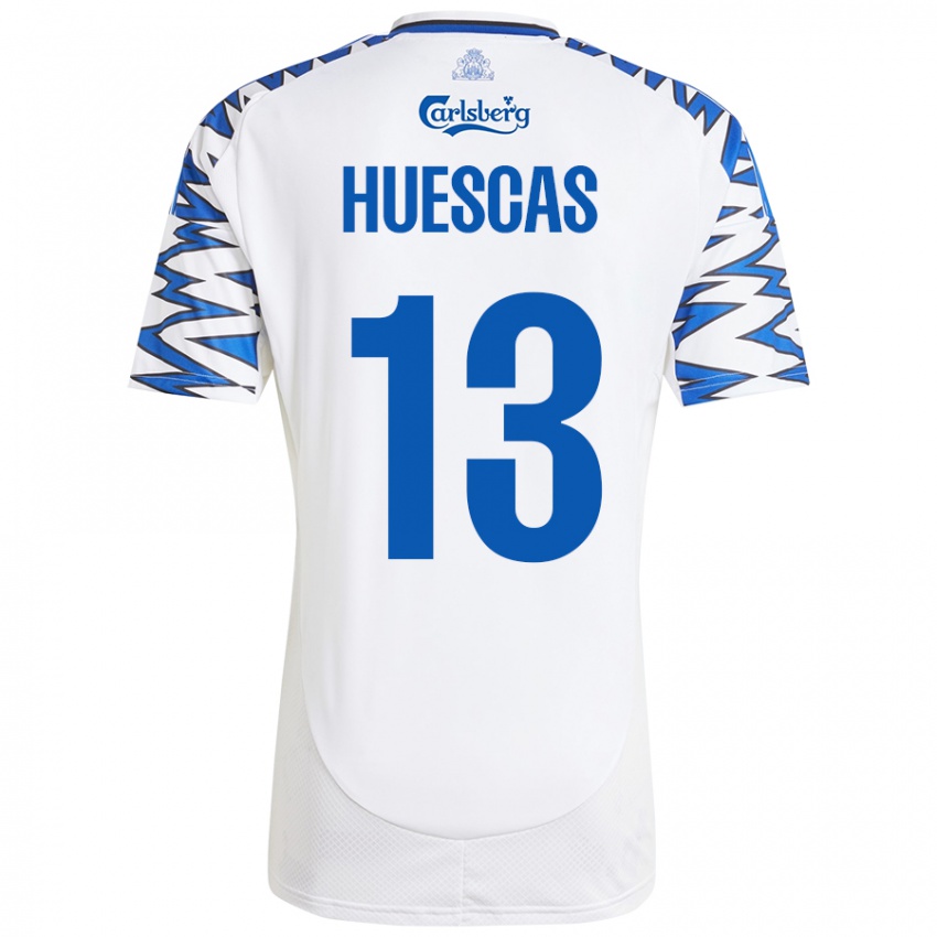 Niño Camiseta Rodrigo Huescas #13 Blanco Azul Cielo 1ª Equipación 2024/25 La Camisa Chile