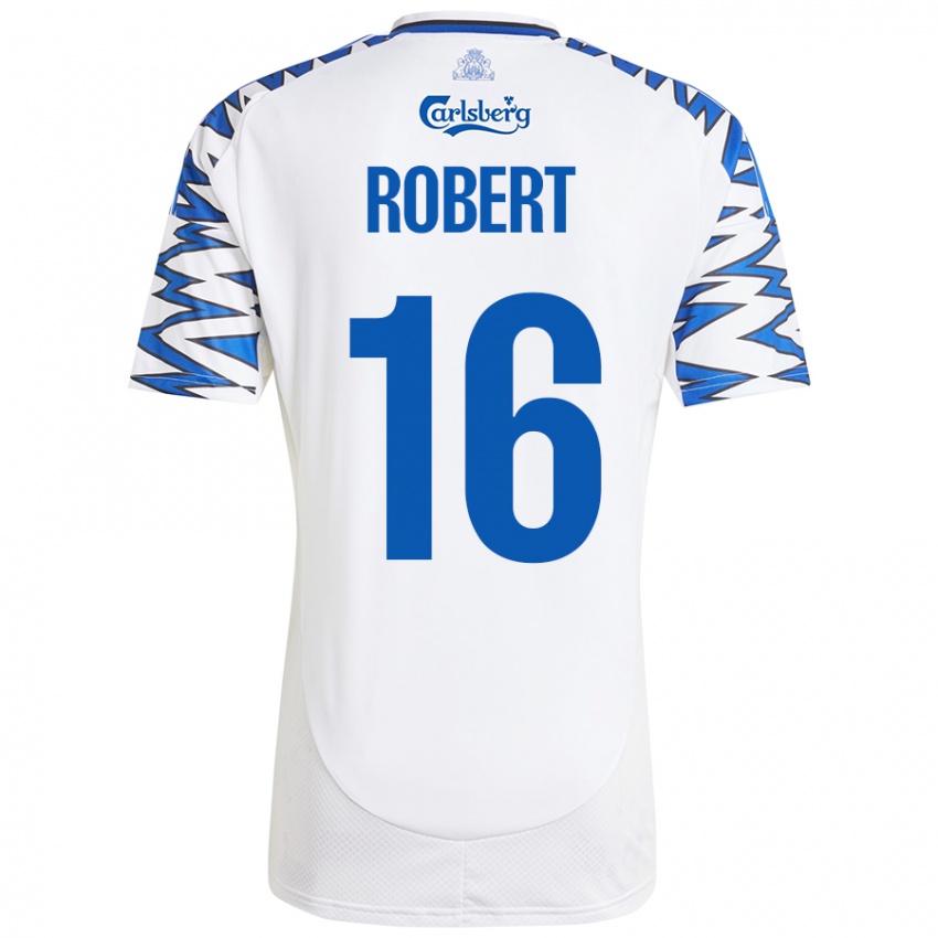 Niño Camiseta Robert #16 Blanco Azul Cielo 1ª Equipación 2024/25 La Camisa Chile