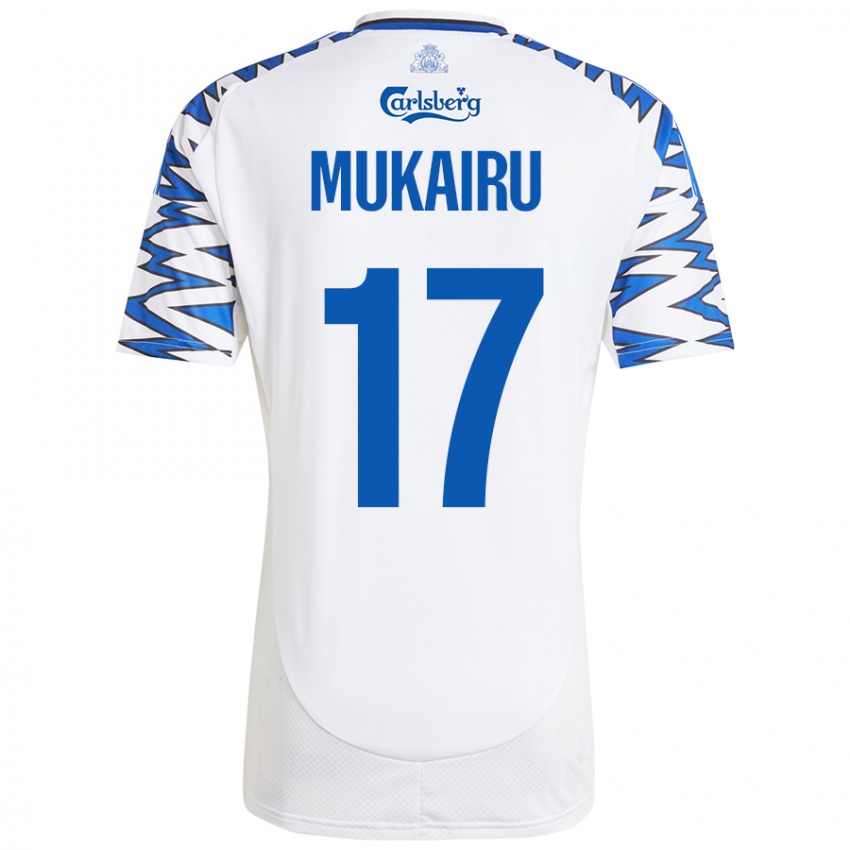 Niño Camiseta Paul Mukairu #17 Blanco Azul Cielo 1ª Equipación 2024/25 La Camisa Chile