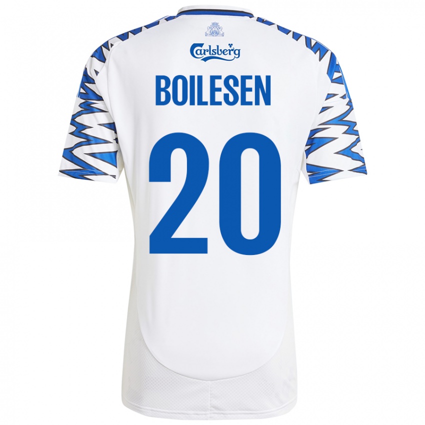 Niño Camiseta Nicolai Boilesen #20 Blanco Azul Cielo 1ª Equipación 2024/25 La Camisa Chile