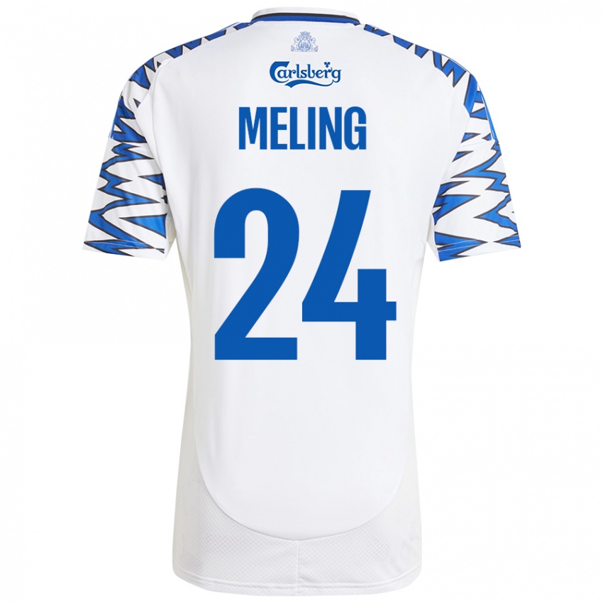 Niño Camiseta Birger Meling #24 Blanco Azul Cielo 1ª Equipación 2024/25 La Camisa Chile