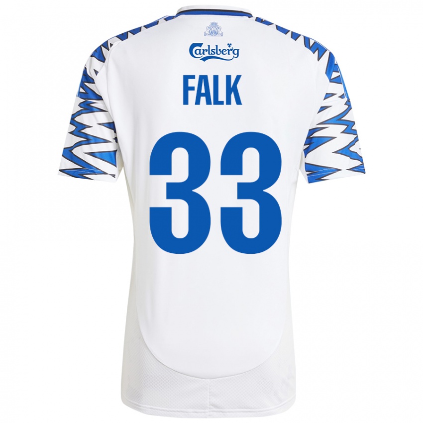 Niño Camiseta Rasmus Falk #33 Blanco Azul Cielo 1ª Equipación 2024/25 La Camisa Chile