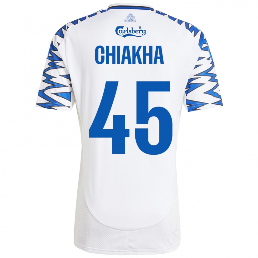 Niño Camiseta Amin Chiakha #45 Blanco Azul Cielo 1ª Equipación 2024/25 La Camisa Chile