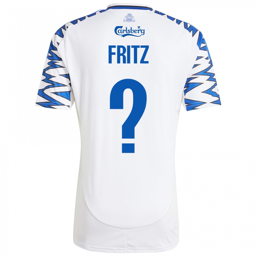 Niño Camiseta Gustav Fritz #0 Blanco Azul Cielo 1ª Equipación 2024/25 La Camisa Chile