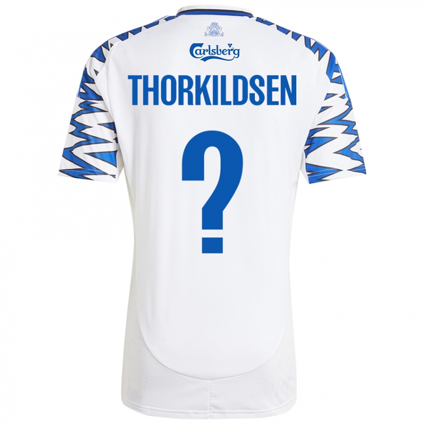 Niño Camiseta Elias Thorkildsen #0 Blanco Azul Cielo 1ª Equipación 2024/25 La Camisa Chile