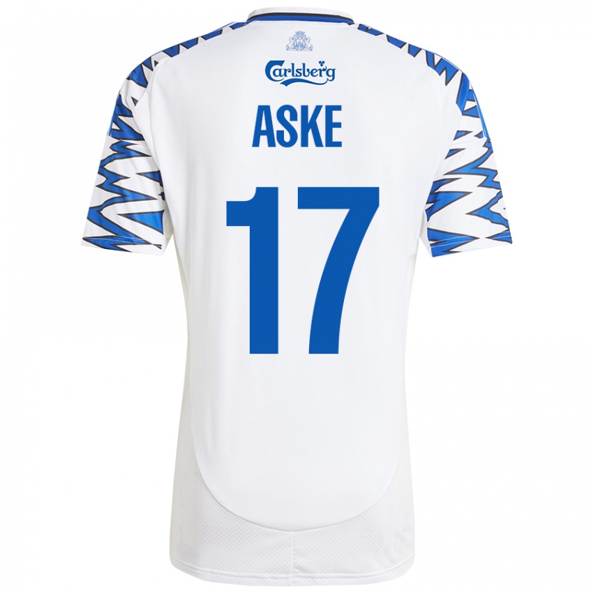 Niño Camiseta Aske Christensen #17 Blanco Azul Cielo 1ª Equipación 2024/25 La Camisa Chile