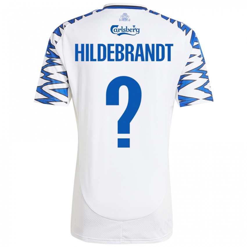 Niño Camiseta Sylvester Hildebrandt #0 Blanco Azul Cielo 1ª Equipación 2024/25 La Camisa Chile