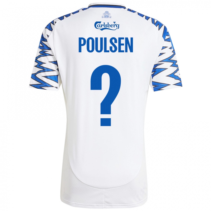 Niño Camiseta Xander Poulsen #0 Blanco Azul Cielo 1ª Equipación 2024/25 La Camisa Chile