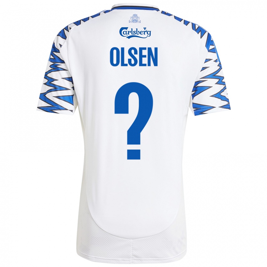 Niño Camiseta Gunnar Olsen #0 Blanco Azul Cielo 1ª Equipación 2024/25 La Camisa Chile