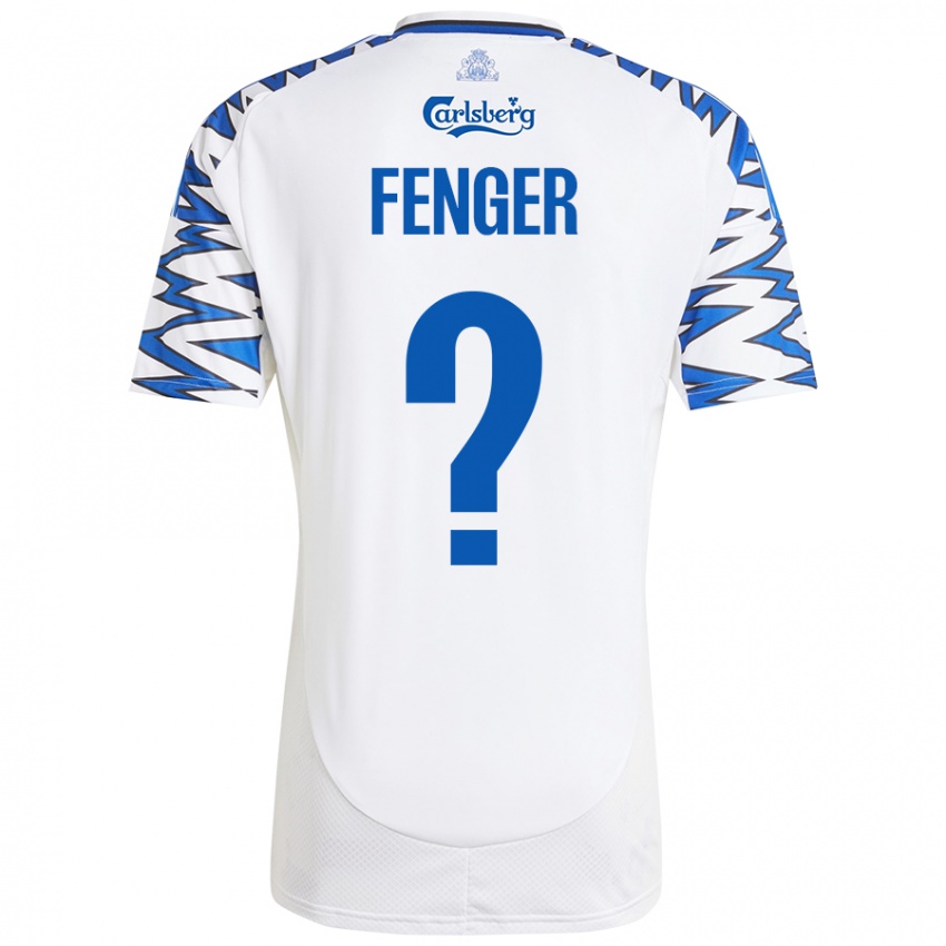 Niño Camiseta Oskar Fenger #0 Blanco Azul Cielo 1ª Equipación 2024/25 La Camisa Chile