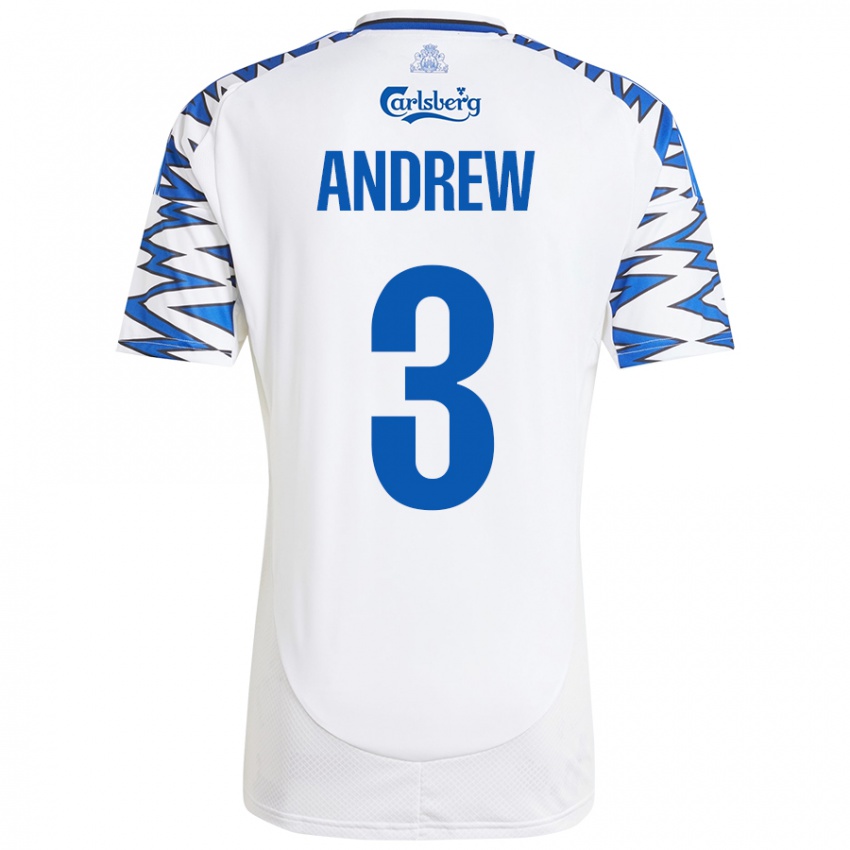 Niño Camiseta Tristan Andrew #3 Blanco Azul Cielo 1ª Equipación 2024/25 La Camisa Chile