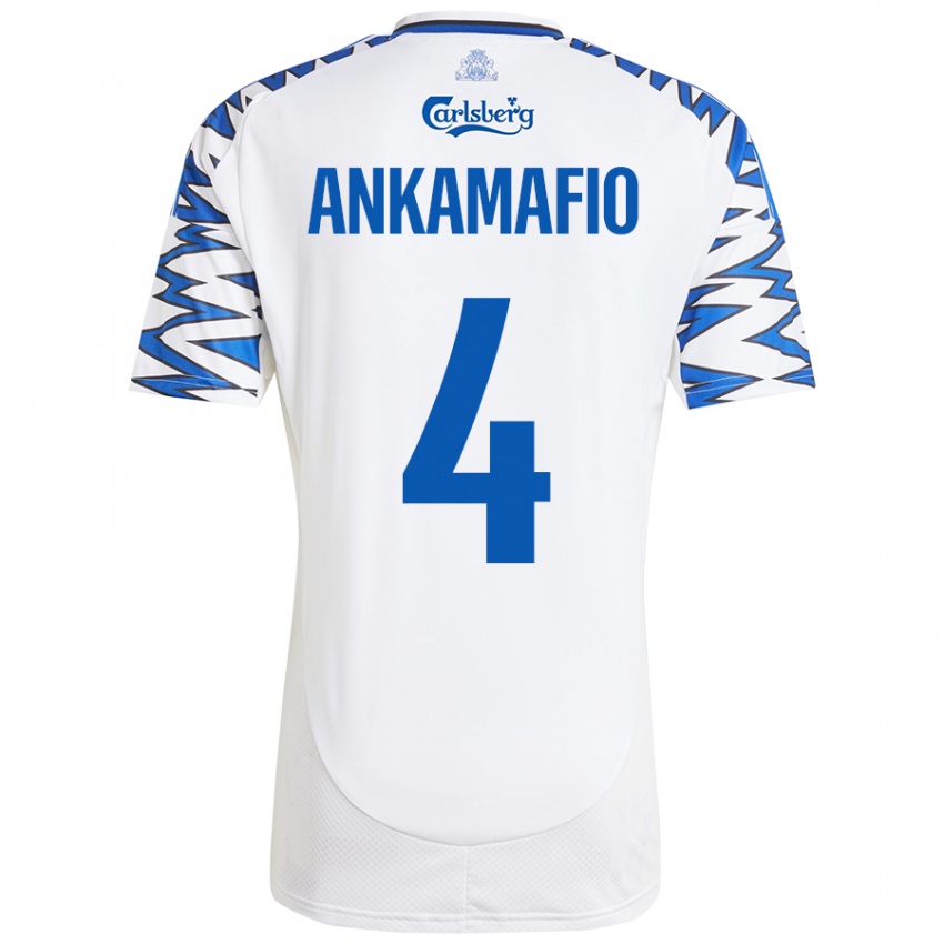 Niño Camiseta Graham Ankamafio #4 Blanco Azul Cielo 1ª Equipación 2024/25 La Camisa Chile