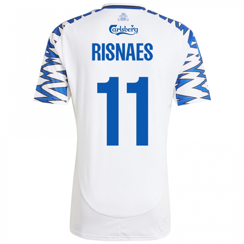 Niño Camiseta Roberto Risnaes #11 Blanco Azul Cielo 1ª Equipación 2024/25 La Camisa Chile