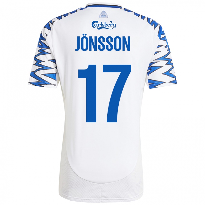 Niño Camiseta Neo Jönsson #17 Blanco Azul Cielo 1ª Equipación 2024/25 La Camisa Chile