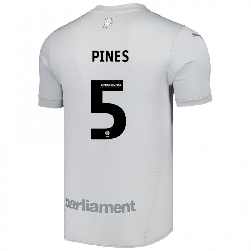 Niño Camiseta Donovan Pines #5 Gris Plata 2ª Equipación 2024/25 La Camisa Chile