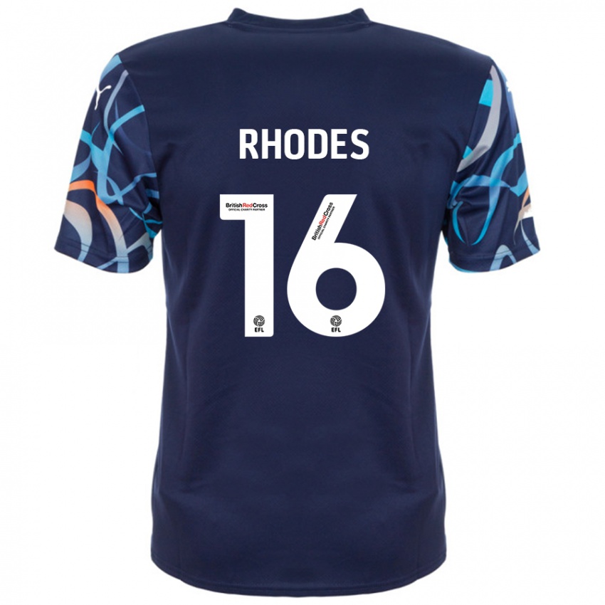 Niño Camiseta Jordan Rhodes #16 Azul Marino 2ª Equipación 2024/25 La Camisa Chile