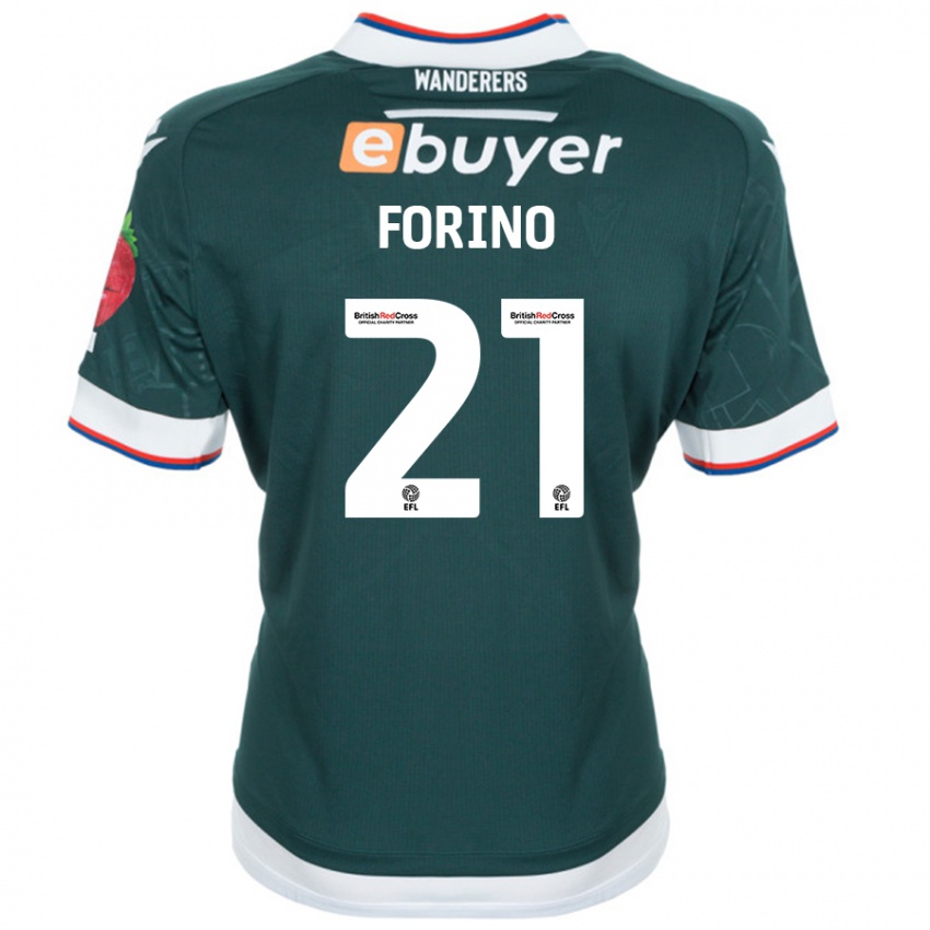 Niño Camiseta Chris Forino #21 Verde Oscuro 2ª Equipación 2024/25 La Camisa Chile