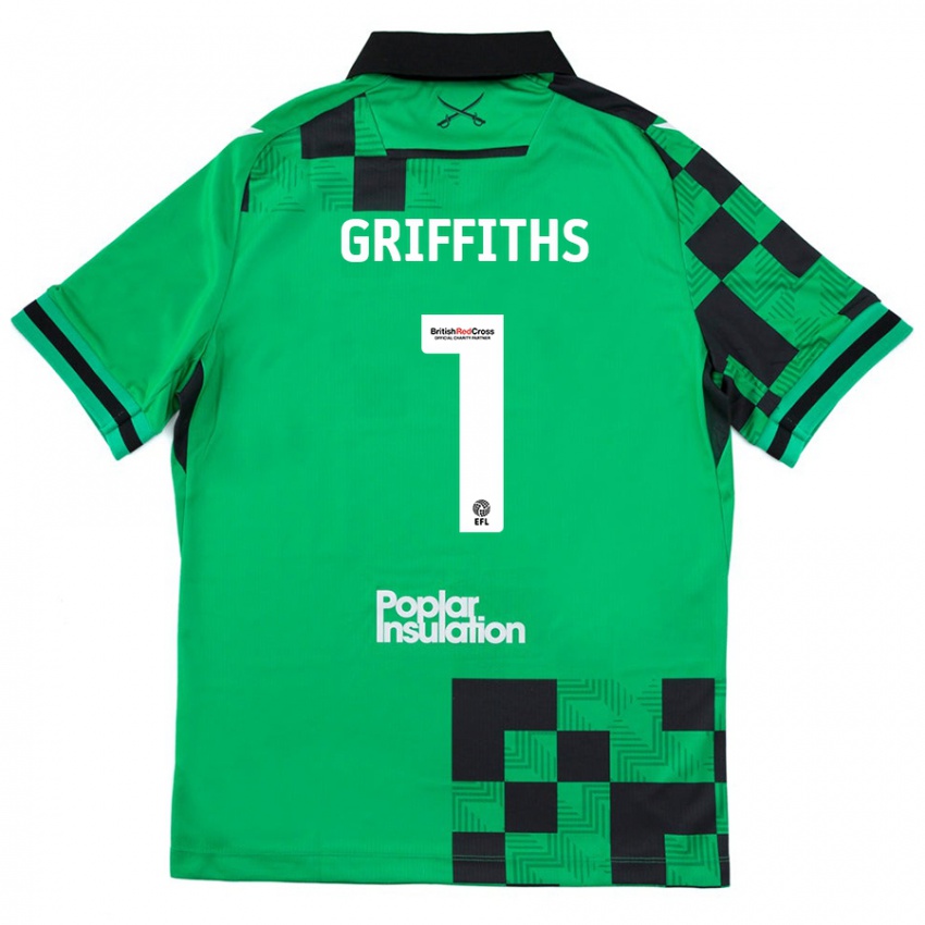 Niño Camiseta Josh Griffiths #1 Verde Negro 2ª Equipación 2024/25 La Camisa Chile