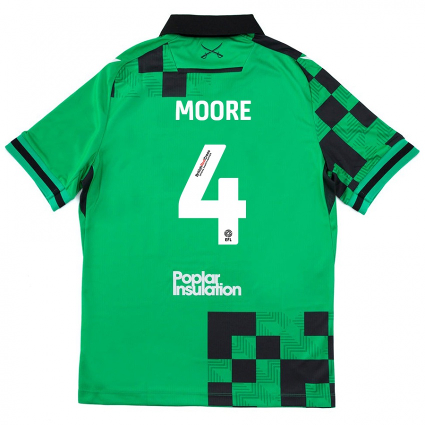 Niño Camiseta Taylor Moore #4 Verde Negro 2ª Equipación 2024/25 La Camisa Chile